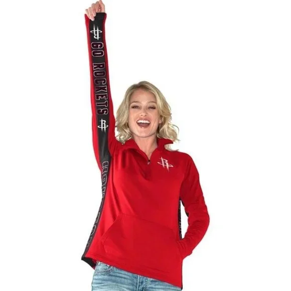 NBA Houston Rockets Hands High MVP Quarter Zip Pullover Adult Womens 2XL Red - Picture 2 of 7